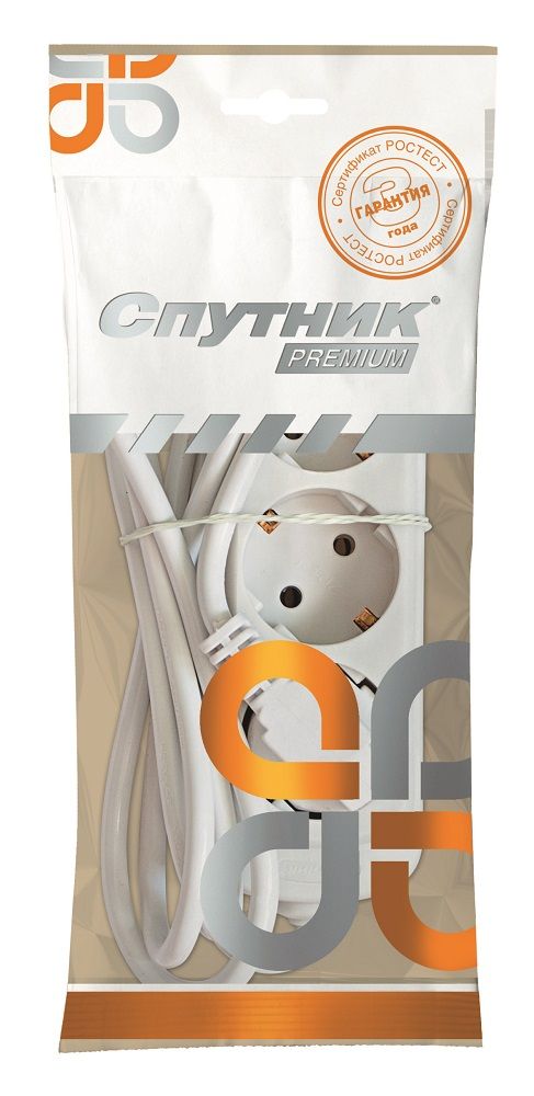 Удлинитель Спутник Premium S-303, заземление, с выкл. 16А, 3роз. 5метров /20шт