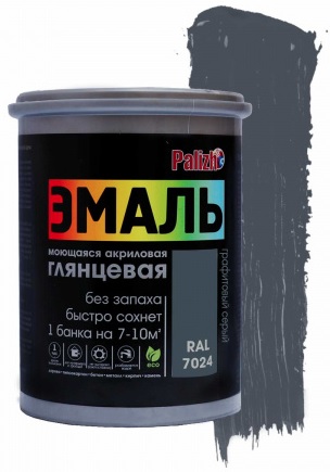 №611,Эмаль акриловая глянцевая Palizh графитовый серый 1,0 кг/6