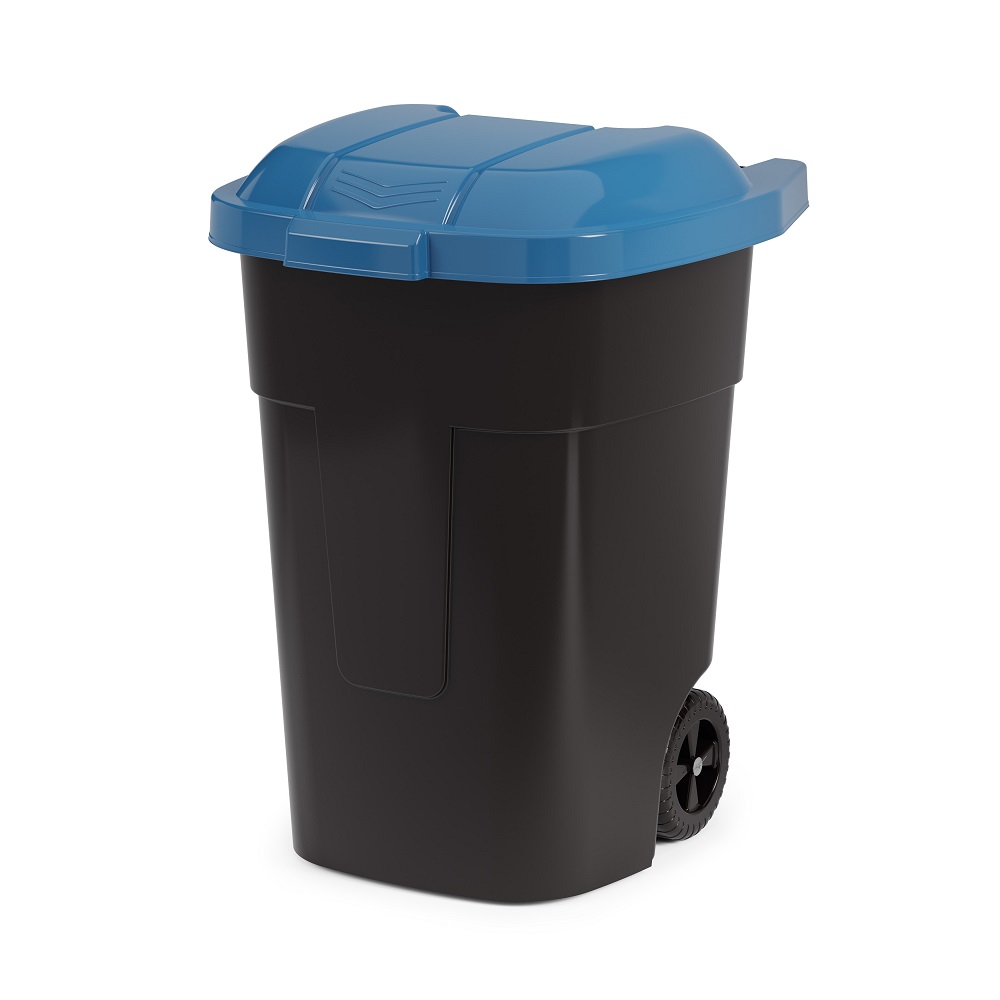 Бак для мусора 65л (на колесах)(черно-синий) (уп.1) М4664