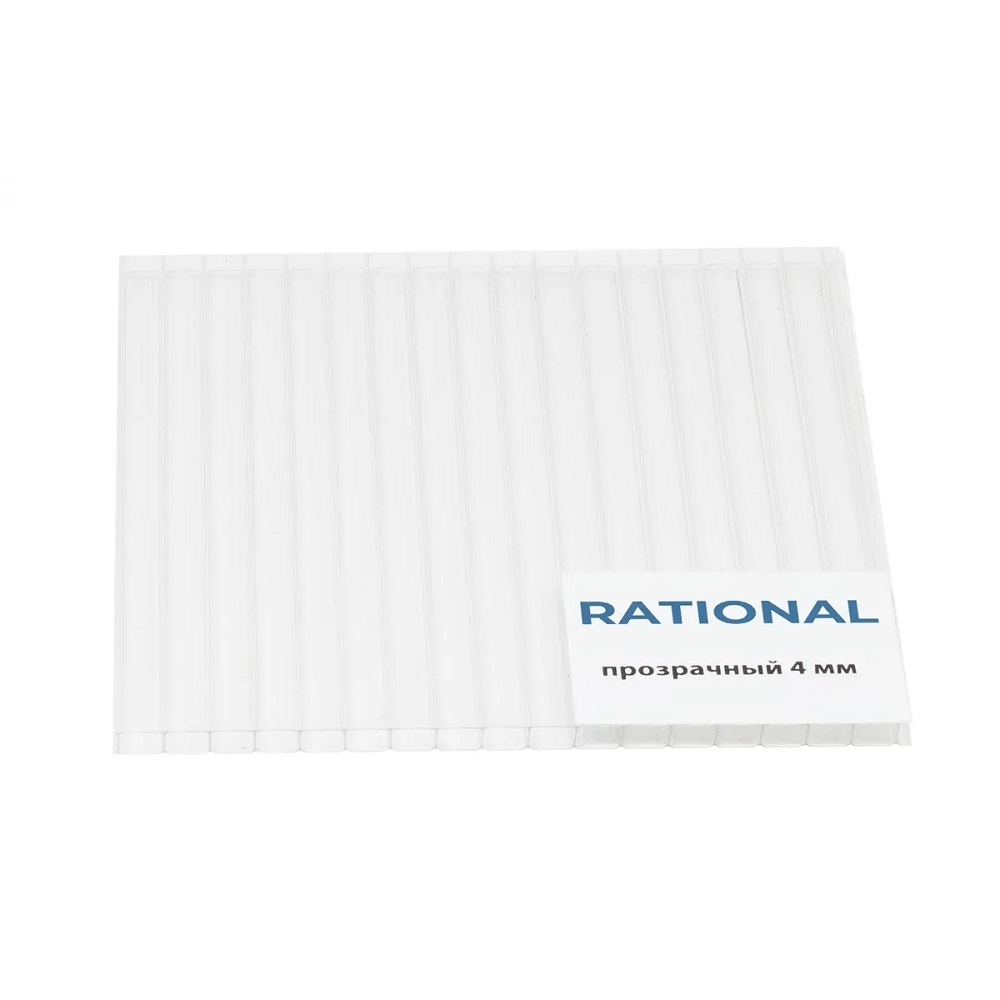 Сотовый поликарбонат Rational 6мм  6000х2 100мм (0,78 кг/м2) (00 прозрачный, 1UV)