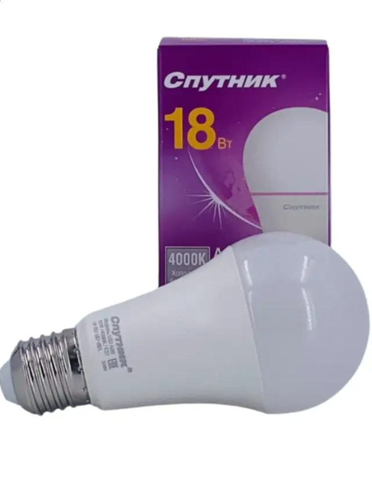 Лампа LED A60 18W/4000K/E27, Спутник /100