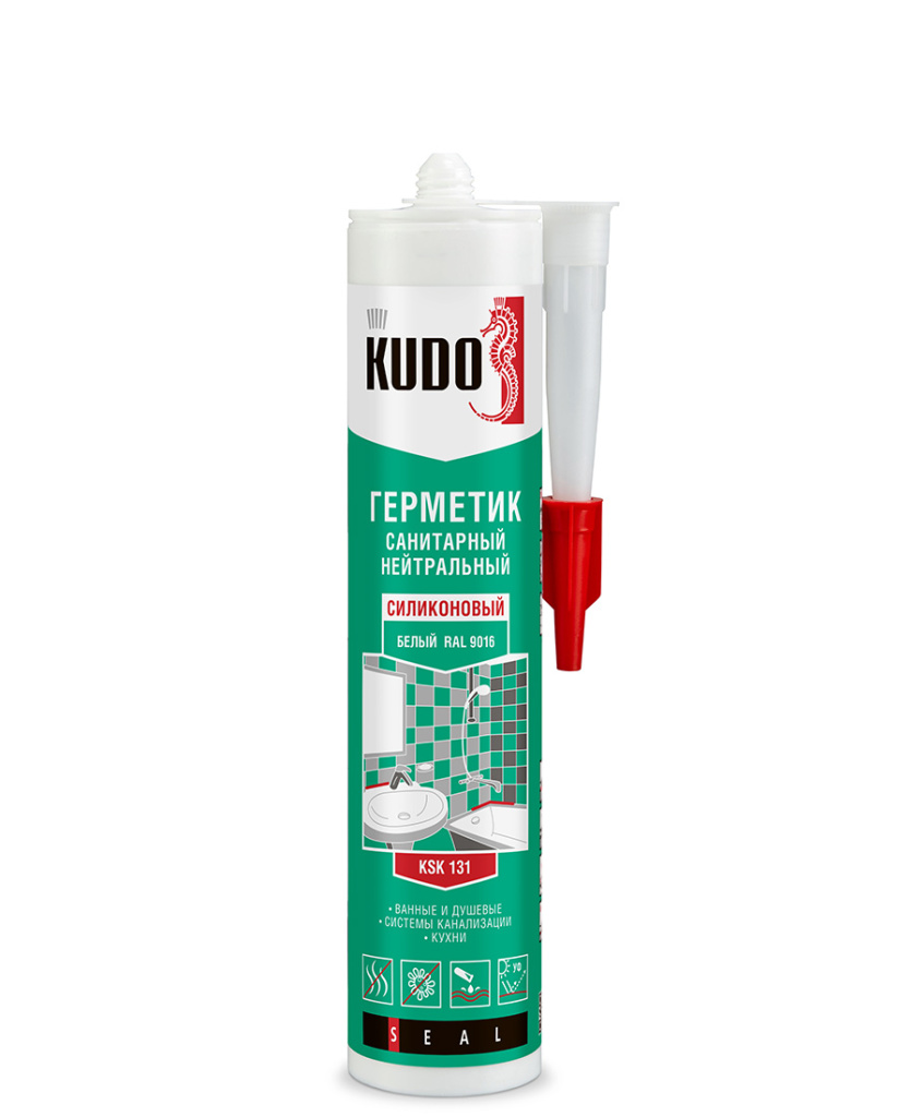 Герметик KUDO нейтральный санитарный белый 280ml\12 KUSSIL280NS-1 !!!