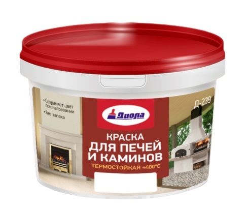 Краска для печей и каминов Д-239 белая  3 кг/8/Еведро