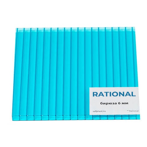 Сотовый поликарбонат Rational 4мм  6000х2 100мм (0,47 кг/м2) (05 бирюза, 1UV)