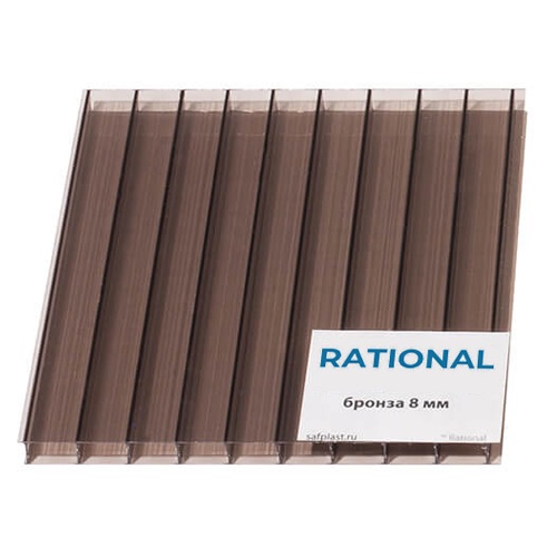 Сотовый поликарбонат Rational 6мм  6000х2 100мм (0,78 кг/м2) (02 бронза, 1UV)