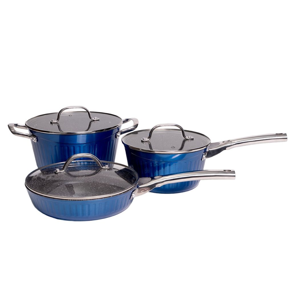 Набор посуды 5 предметов, кастрюля с крышкой 24*12,5см (4,6л) Galaxy LINE GL 9515 синий/4