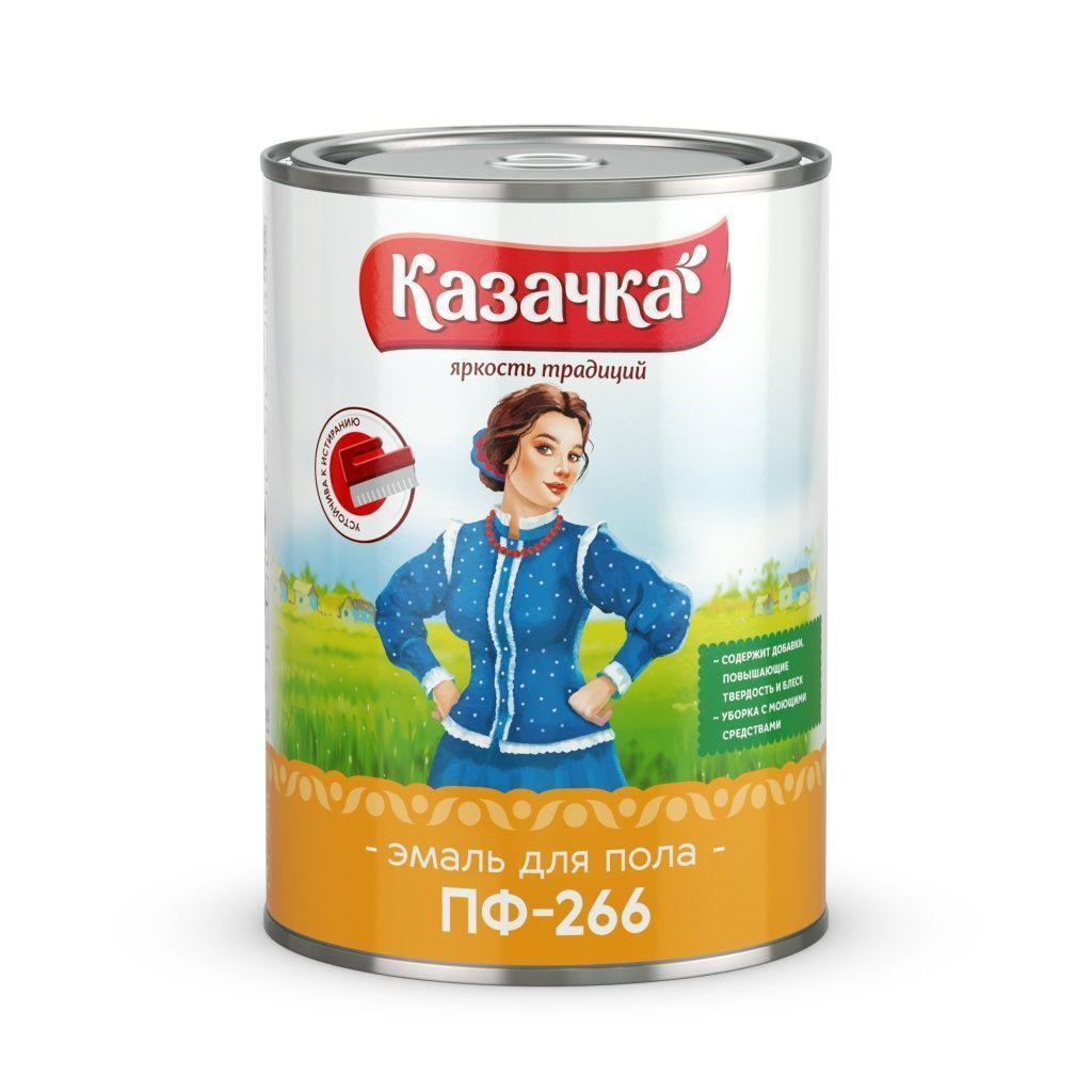 Эмаль ПФ-266 КАЗАЧКА кр/кор.0,9кг /14/