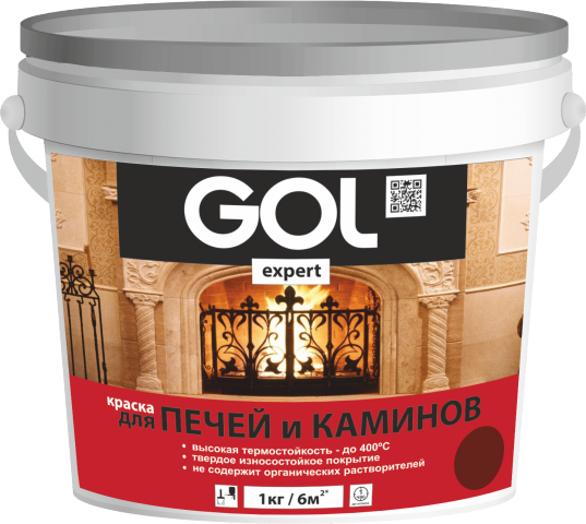 Краска для печей и каминов №140 GOLexpert 1кг кр/кор/12