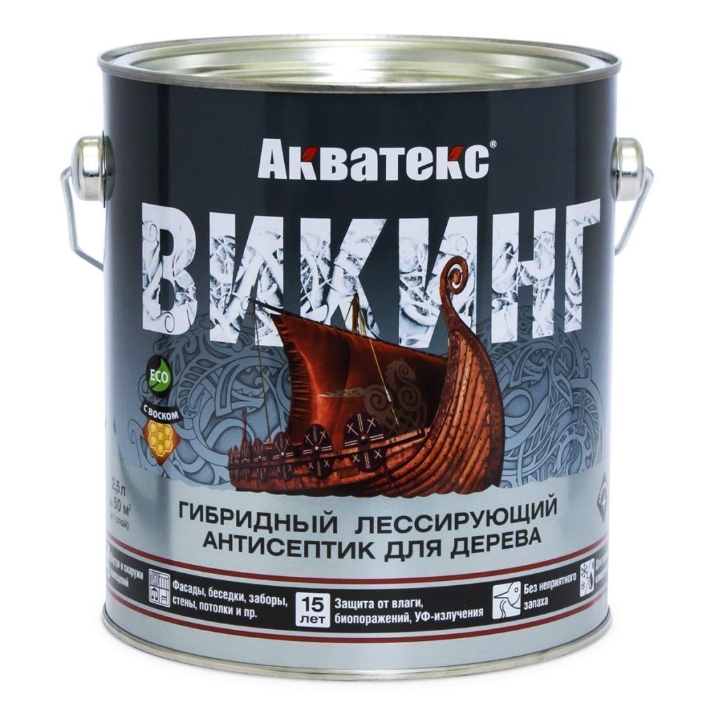 Акватекс ВИКИНГ гибридный лессирующий антисептик д/дерева 2,5л/4 орех