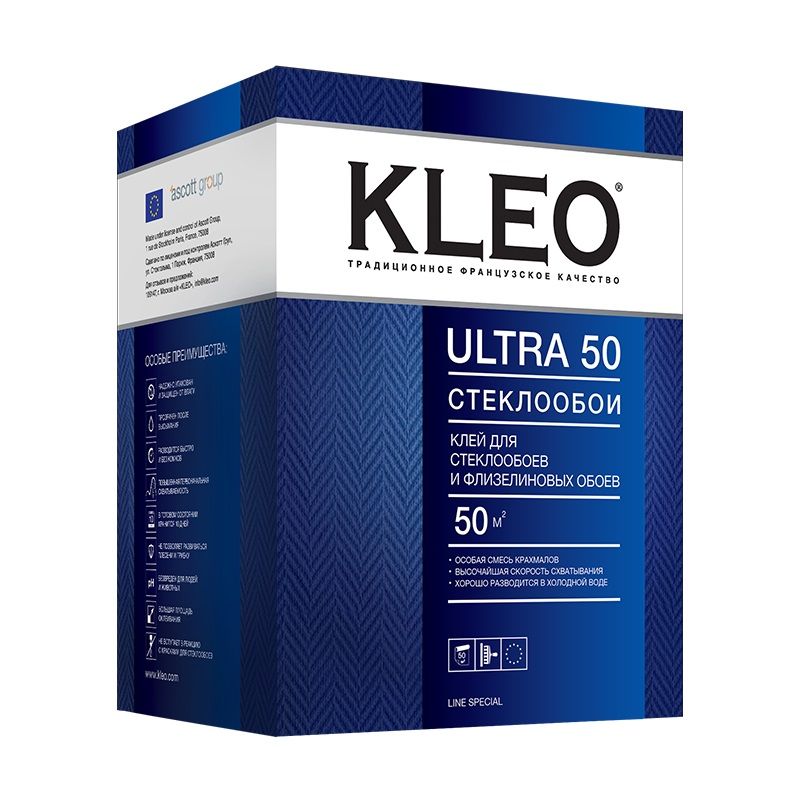 KLEO ULTRA 50, Клей для стеклообоев и флизелиновыхобоев, сыпучий