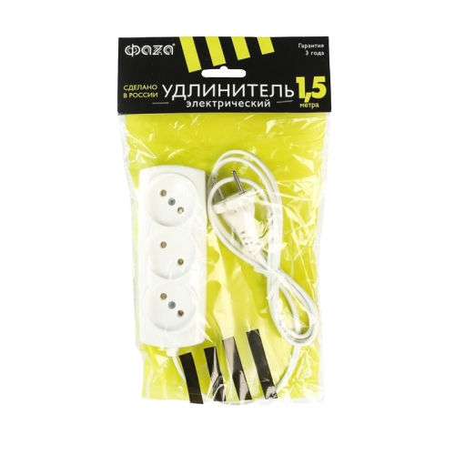 Удлинитель ФАZA УДП-3-150 б/з /3роз,1,5метр /45/