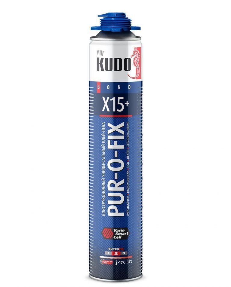 Клей-пена KUDO унив PUR-O-FIX X15+ SUPER 1000мл/12 KUPP10B15SU