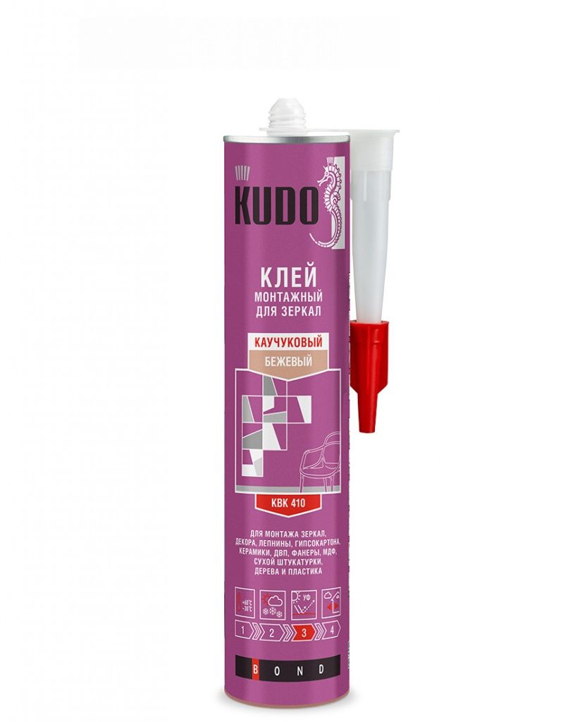 Клей-герметик KUDO монтаж универсал для зеркал на каучук.основе 280мл/12 KUGRUB300UM